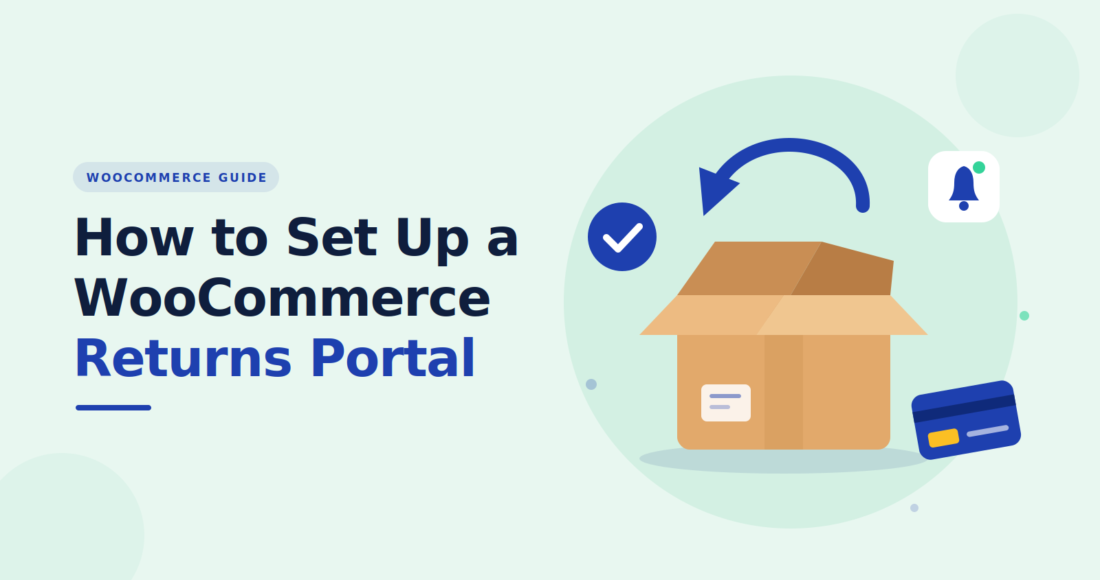 Flat illustration of a return arrow box representing WooCommerce returns management